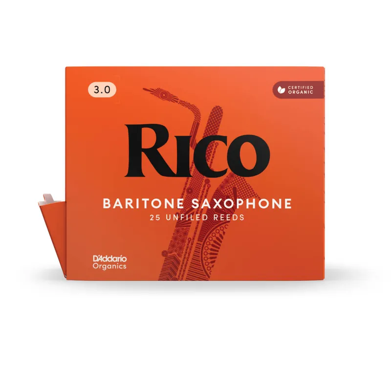 RICO by D‘Addario Organic Baritone Saxophone Reeds - Strength 2.5, 25-Pack (Individually Packed) Nouveauté