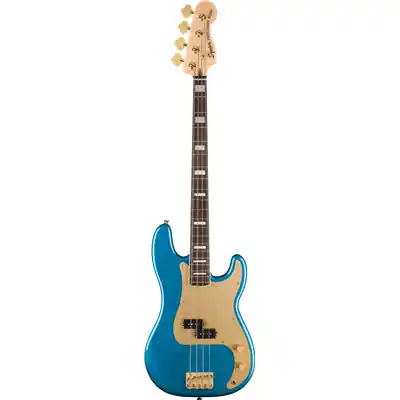 DISCONTINUE Basse electrique Squier 40th anniversary Jazz Bass Gold edition lake placid blue Prix Réduit
