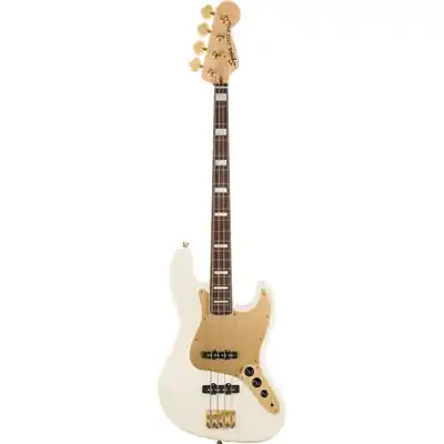 DISCONTINUE basse Electrique Squier40th anniversary Jazz Bass Gold edition Olympic WHITE Quantité Limitée