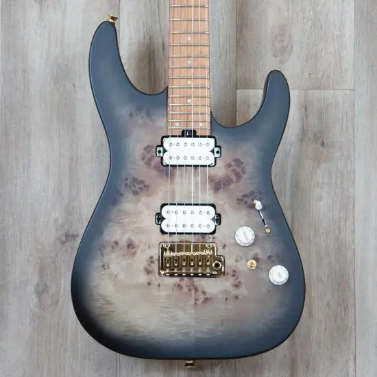 Prix Bas Guitare électrique Charvel DK24 HH 2PT CM Poplar Burl transparent Black Burst