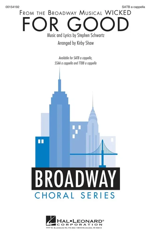 Hal Leonard For Good (from Wicked) - Schwartz/Shaw - SATB Acheter Direct