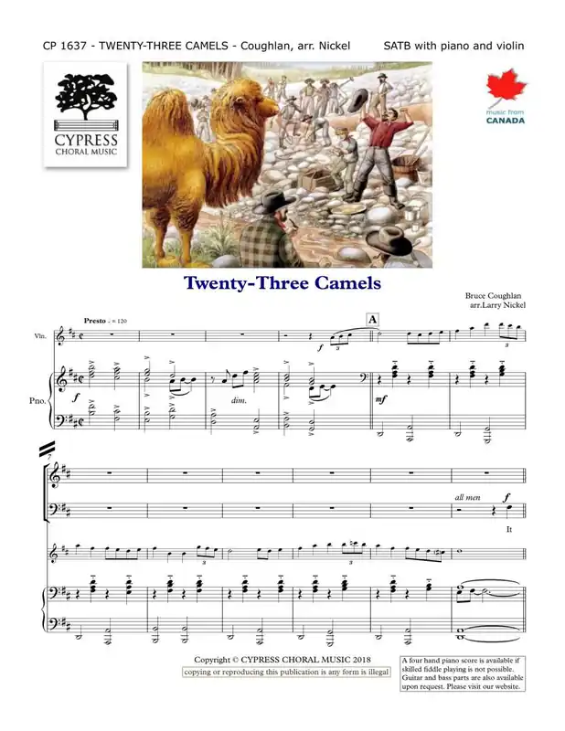 Cypress Choral Music Twenty-three Camels - Coughlan/Nickel - SATB Satisfait Ou Remboursé