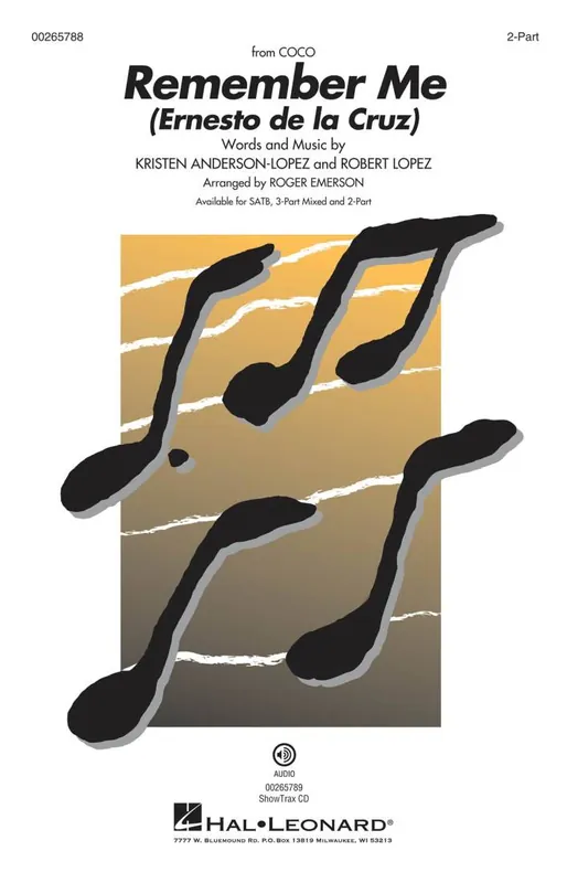 Acheter En Ligne Hal Leonard Remember Me (from Coco) - Anderson-Lopez/Lopez/Emerson - 2pt