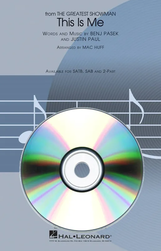 Authentique Hal Leonard This Is Me (from The Greatest Showman) - Pasek/Paul/Huff - ShowTrax CD