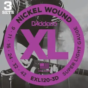DISCONTINUE Cordes Guitare Electrique D‘Addario EXL120-3D 09-42 Pack 3 Cordes Petit Prix