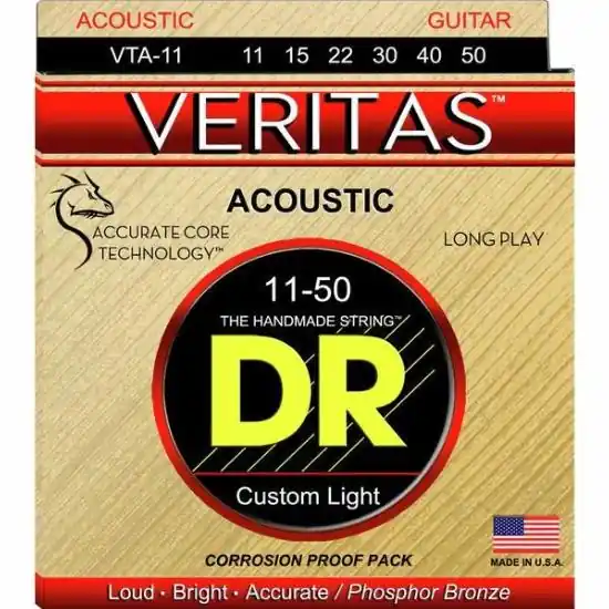 DISCONTINUE Cordes Guitare Folk Dr Veritas 11-50 Paiement Sécurisé