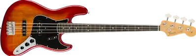 Prix Choc Rarities Flame Ash Top Jazz Bass, Ebony Fingerboard, Plasma Red Burst
