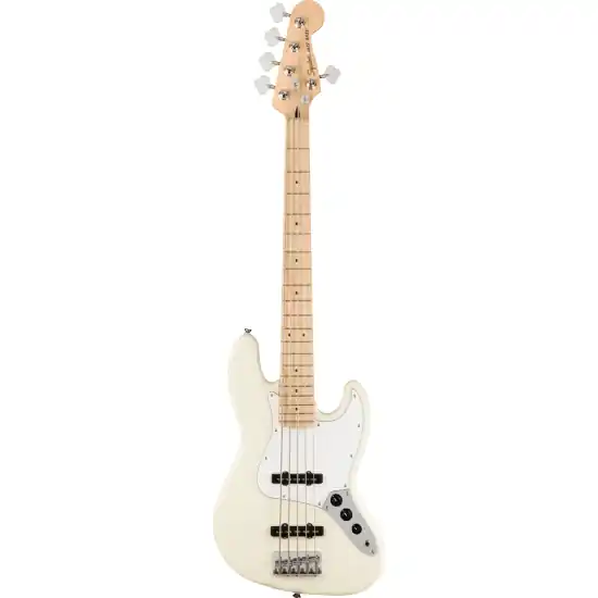 DISCONTINUE Affinity Series Jazz Bass V, Maple Fingerboard, White Pickguard, Olympic White Dernière Chance