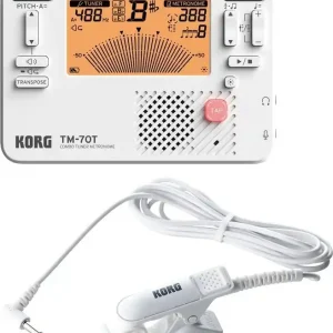 Promotion Saisonnière Korg Handheld Tuner and Metronome Combo with Contact Microphone - White