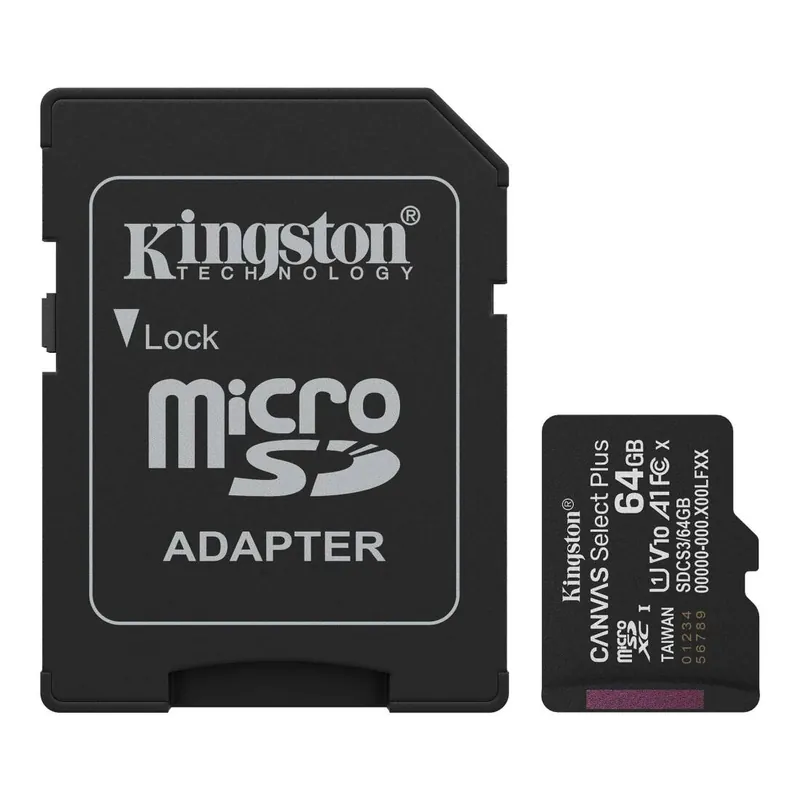 Affaire À Saisir Kingston Canvas Select Plus microSD Memory Card with SD Adapter - 64 GB