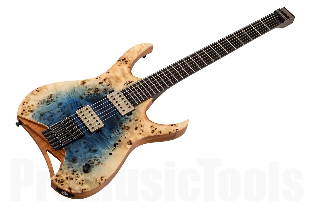 Mayones Hydra 6 Elite Headless - Trans Natural Fade Blue Burst In Gloss Dernière Chance