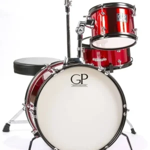 Haute Qualité Granite Percussion Junior 3-Piece Drum Kit (16, 8, 10SD) with Cymbals and Hardware - Metallic Red