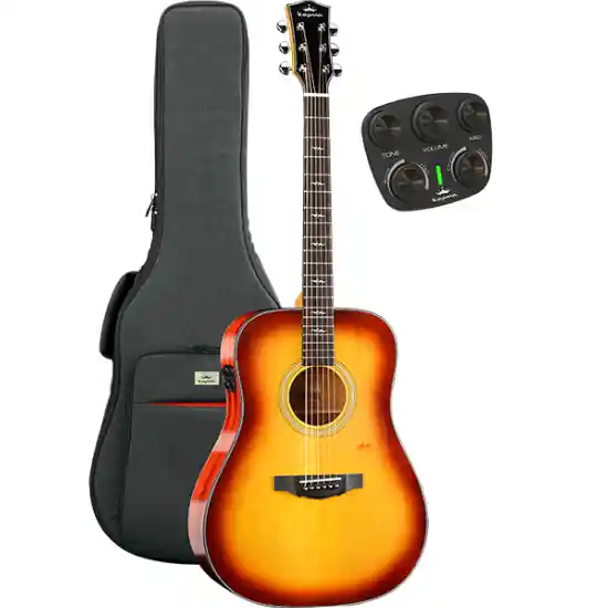 Dernière Chance Guitare Electro-Acoustique Kepma Guitars Solid Top Series - F1E Dreadnought Cherry Burst
