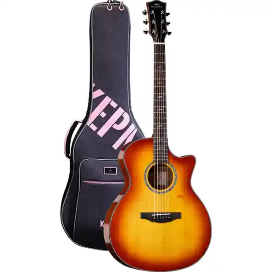 Nouvel Arrivage Guitare Folk Kepma Guitars Solid Top Series - F2S Grand Auditorium Cherry Burst
