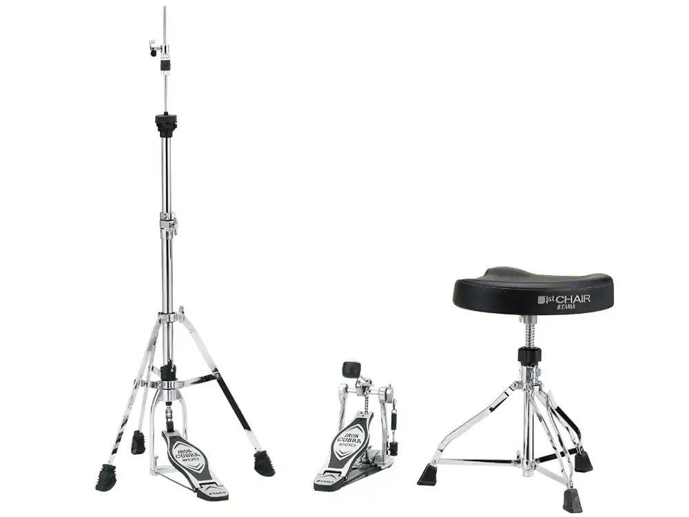 Tama Hardware Pack with Iron Cobra Pedal, 1st Chair Saddle-Type Drum Throne and Hi-Hat Stand Affaire À Saisir