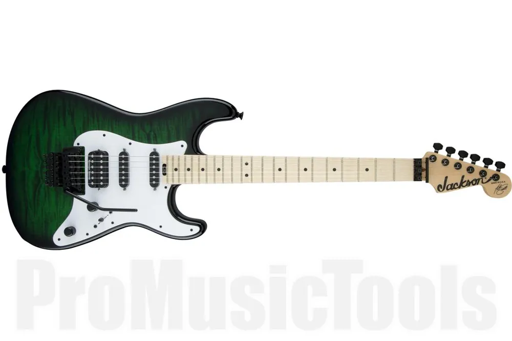 Achat Immédiat Jackson USA Signature Adrian Smith San Dimas SDQM MN Transparent Green Burst