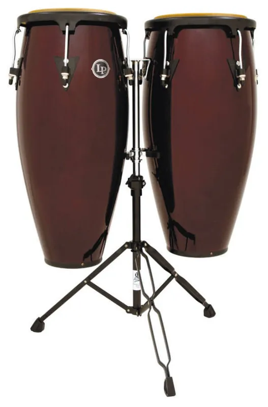 Latin Percussion Aspire 11 & 12 inch Conga Set w/stand - Dark Wood Promotion Saisonnière