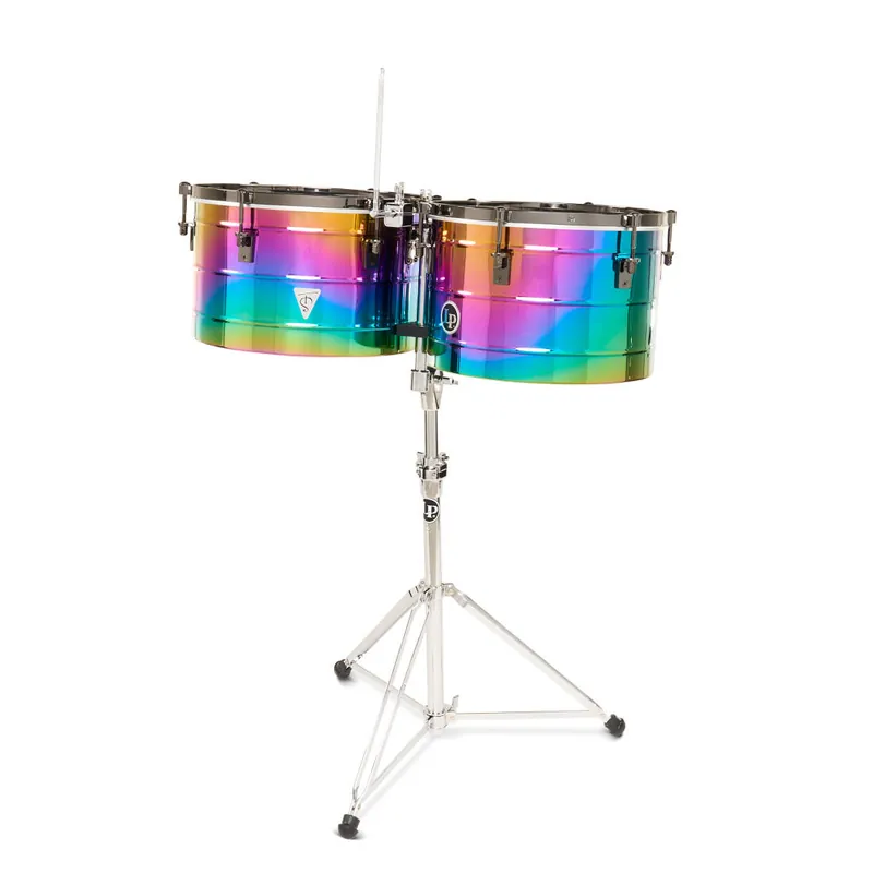 Latin Percussion Tony Succar 15 and 16‘‘ Thunder Timbales - Rainbow with Black Nickel Hardware Quantité Limitée