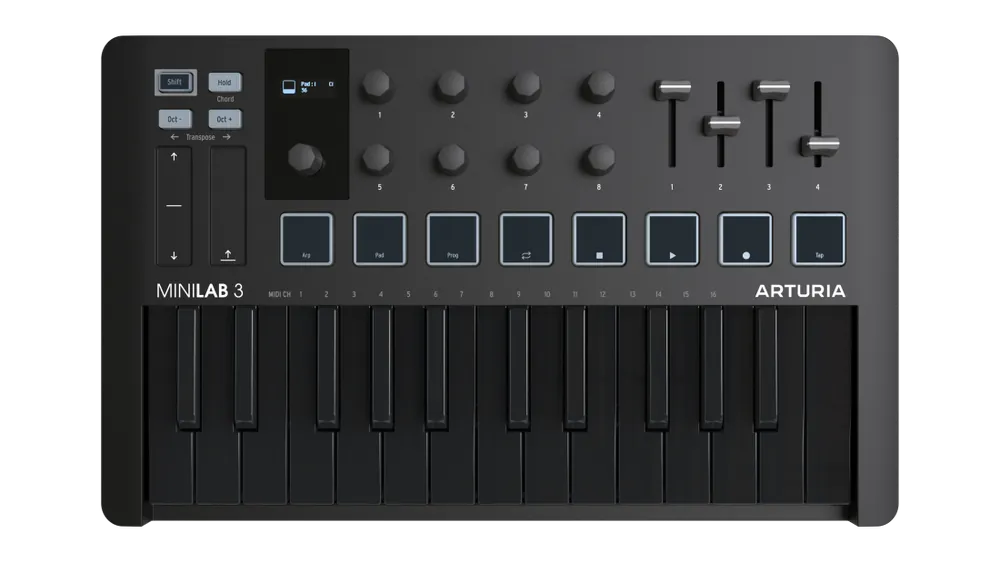 Arturia MiniLab 3 25-Key MIDI Controller w/Software - Deep Black Vente Directe