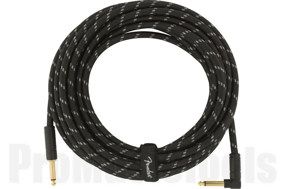 Bon Marché Fender Deluxe Series Instrument Cable - Straight/Angle - 25‘ - Black Tweed