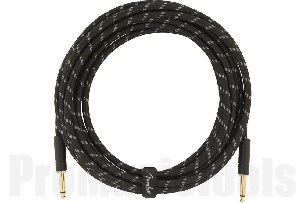 Fender Deluxe Series Instrument Cable - Straight/Straight - 18.6‘ - Black Tweed Prix Choc