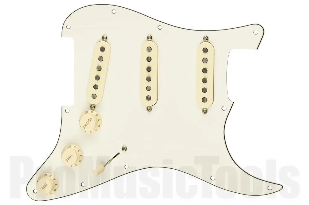 Fender Pre-Wired Strat Pickguard - Custom Shop Custom ‘69 SSS - Parchment 11 Hole PG Authentique