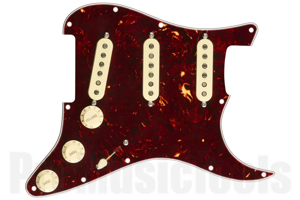 Prix Cassé Fender Pre-Wired Strat Pickguard - Original ‘57/‘62 SSS - Tortoise Shell 11 Hole PG