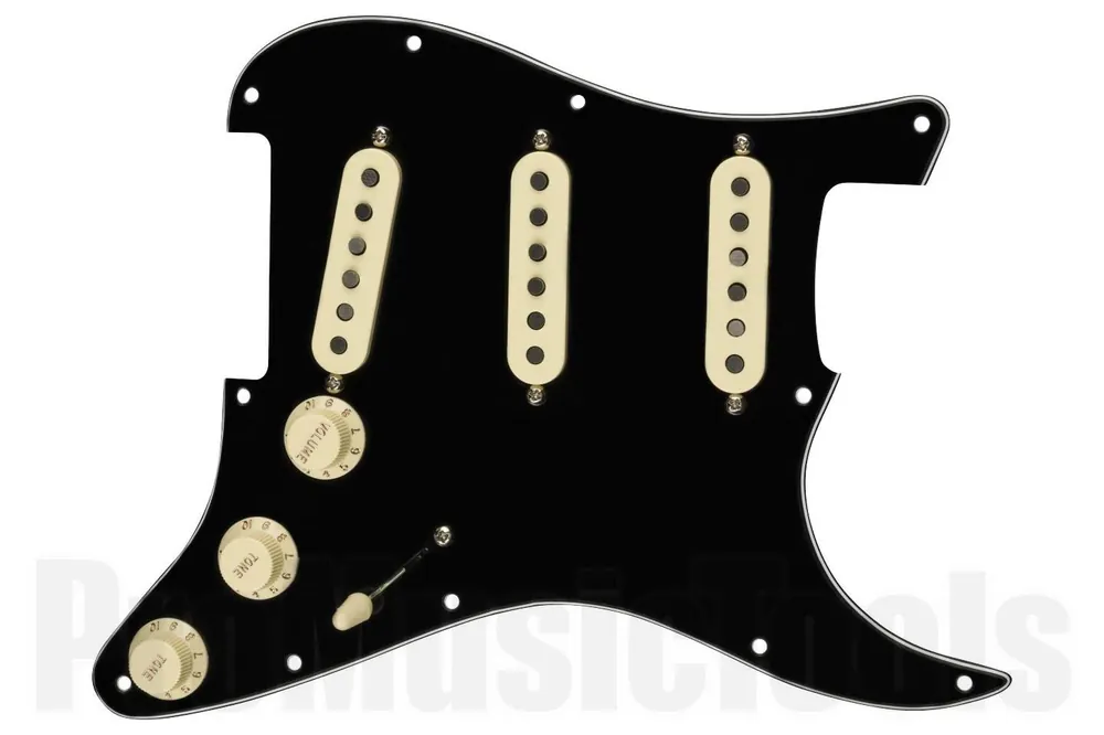 Fender Pre-Wired Strat Pickguard - Tex-Mex SSS - Black 11 Hole PG Expédition Rapide