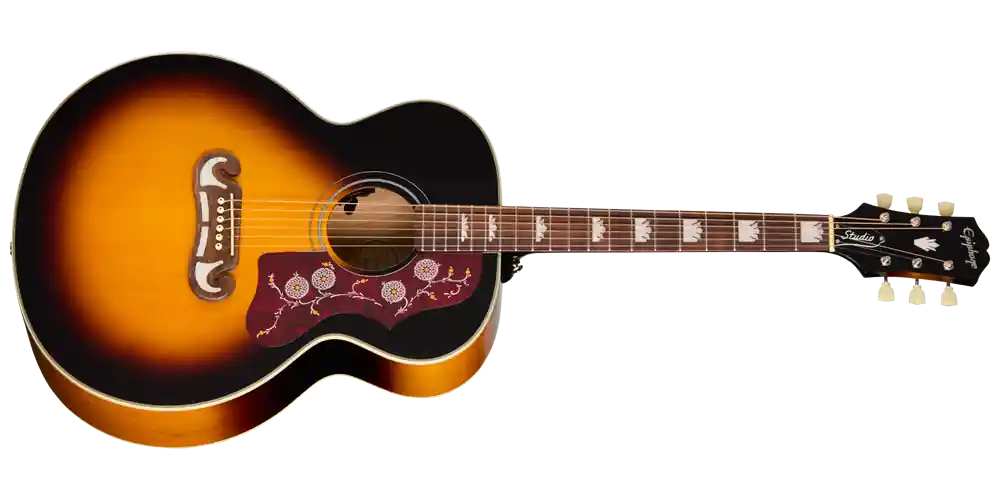 Haute Qualité Epiphone J-200 Studio Acoustic/Electric Guitar with Gigbag - Vintage Sunburst
