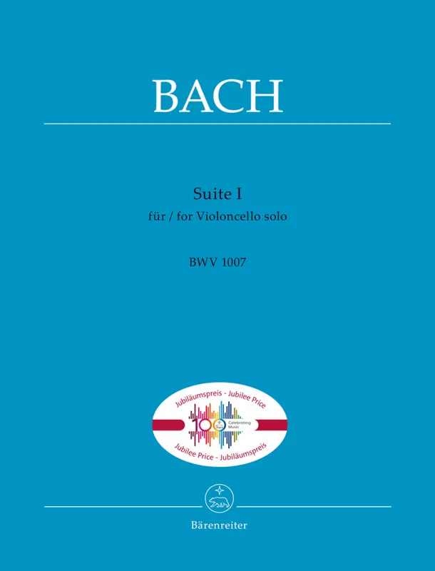 Super Prix Baerenreiter Verlag Suite I for Violoncello solo BWV 1007 (Jubilee Edition) - Bach - Cello - Sheet Music
