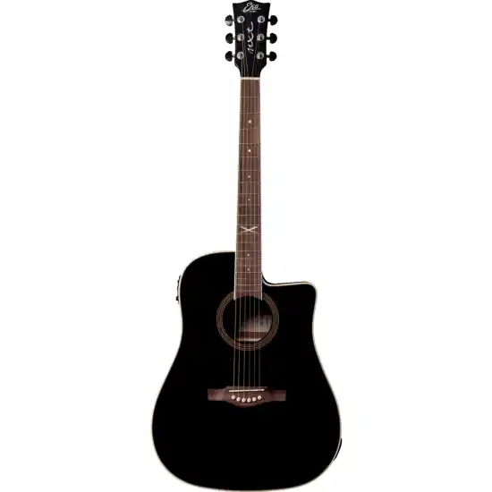guitare folk eko dreadnought cutaway electro see through black Usine Directe
