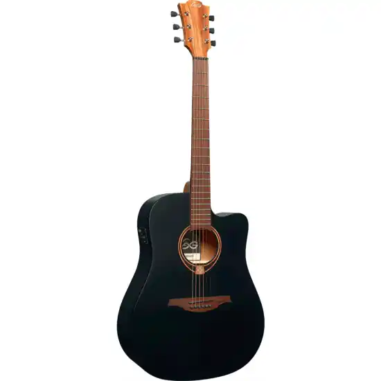 Vente Flash guitare electro-acoustique lag dreadnought black satin cutaway electro
